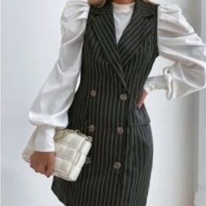 SHEIN Pinstriped Double Breasted Blazer Dress – Size XL